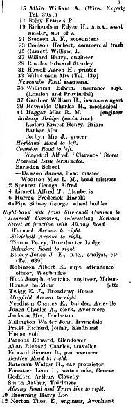 Earlsdon Avenue 1912 Directory p2